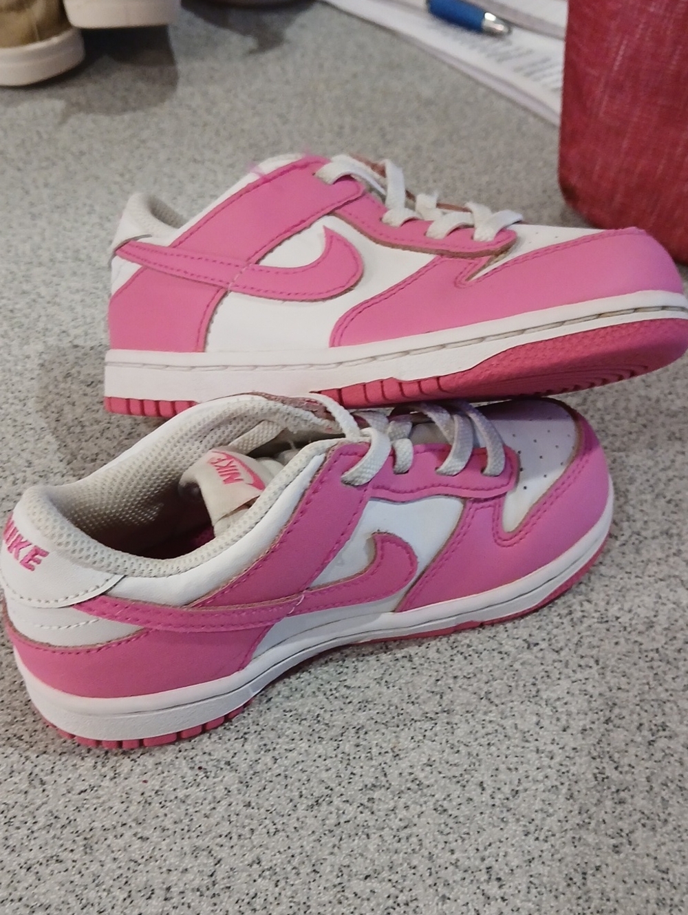 Nike Kids Pink and White Low-Top Sneakers